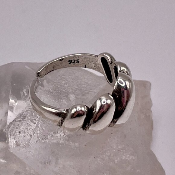 925 Sterling Stamped Puffy Diagonal Wrap Adjustable Boho Ring #1304 - Picture 10 of 11